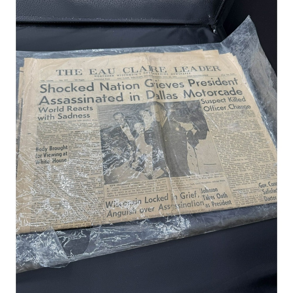 Vintage‎ 1963 Eau Claire Leader John F. Kennedy Assassination Newspaper